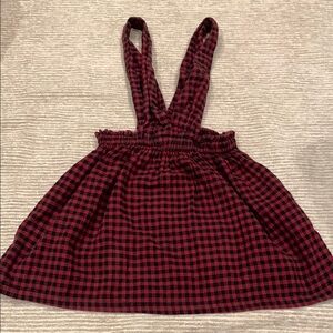 Girls Zara Red and Black Cotton Checkered Dress